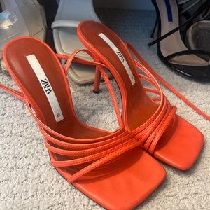 Zara square toed heeled sandals